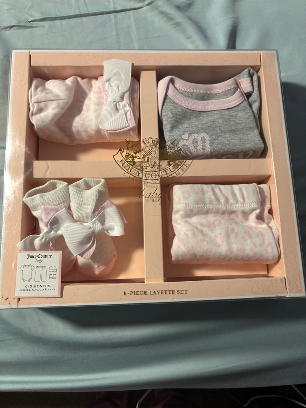 Juicy Couture Pink & Gray 4-Piece Baby Layette Set